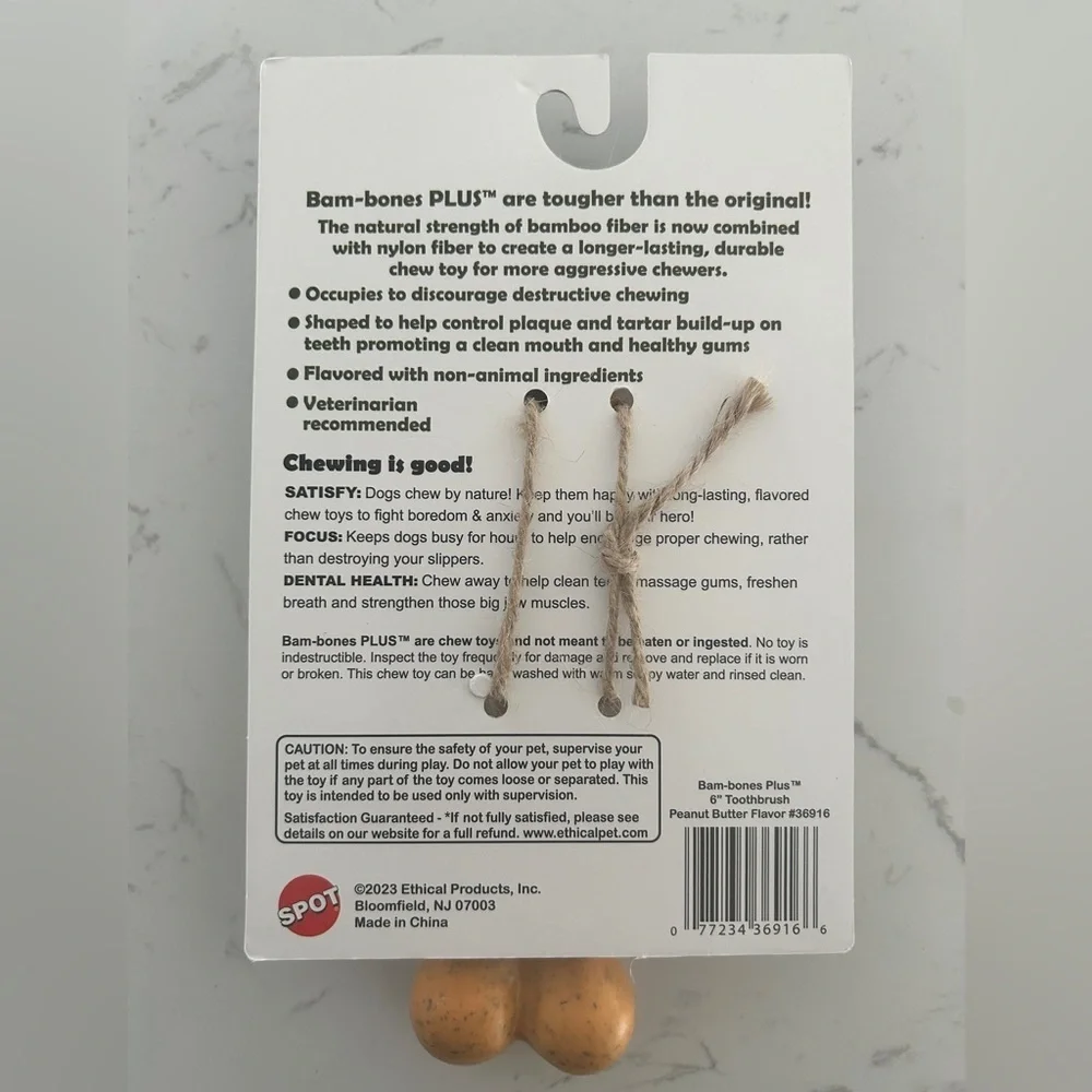 Spot Bam-bones Plus Chew Toy for Dogs - Peanut Butter Flavor- NWT